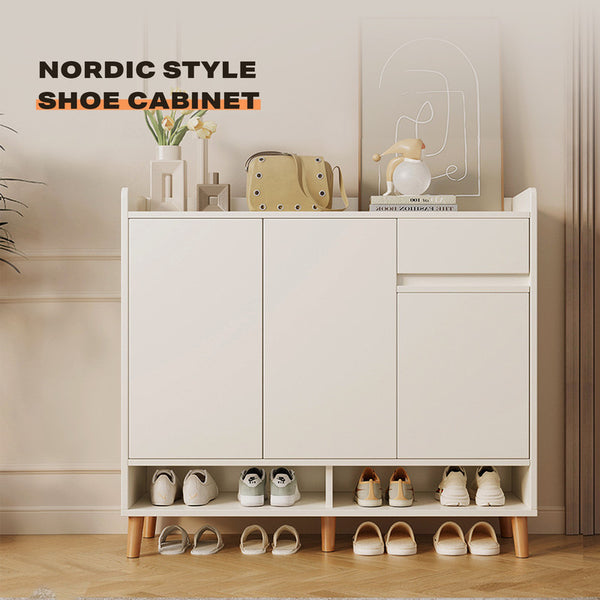  White Simple Style Shoe Cabinet Storage Cabinet