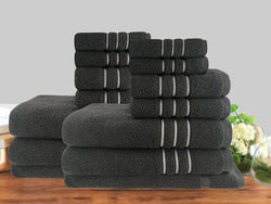 14Pc/7Pc Classic Dobby Stripe Cotton Towel Set 650Gsm