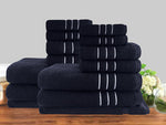 14Pc/7Pc Classic Dobby Stripe Cotton Towel Set 650Gsm