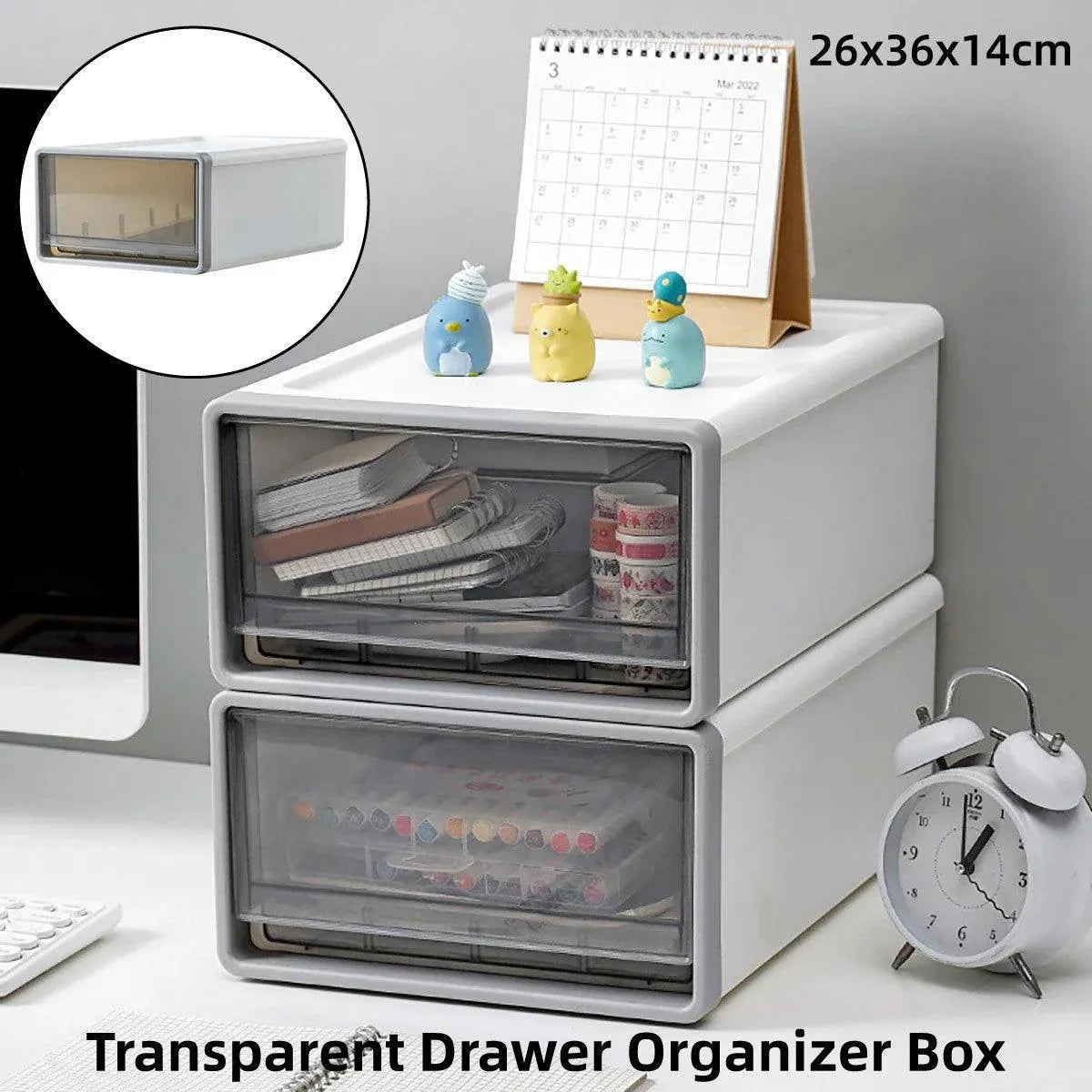 Desk Storage Box White 26x36x14cm