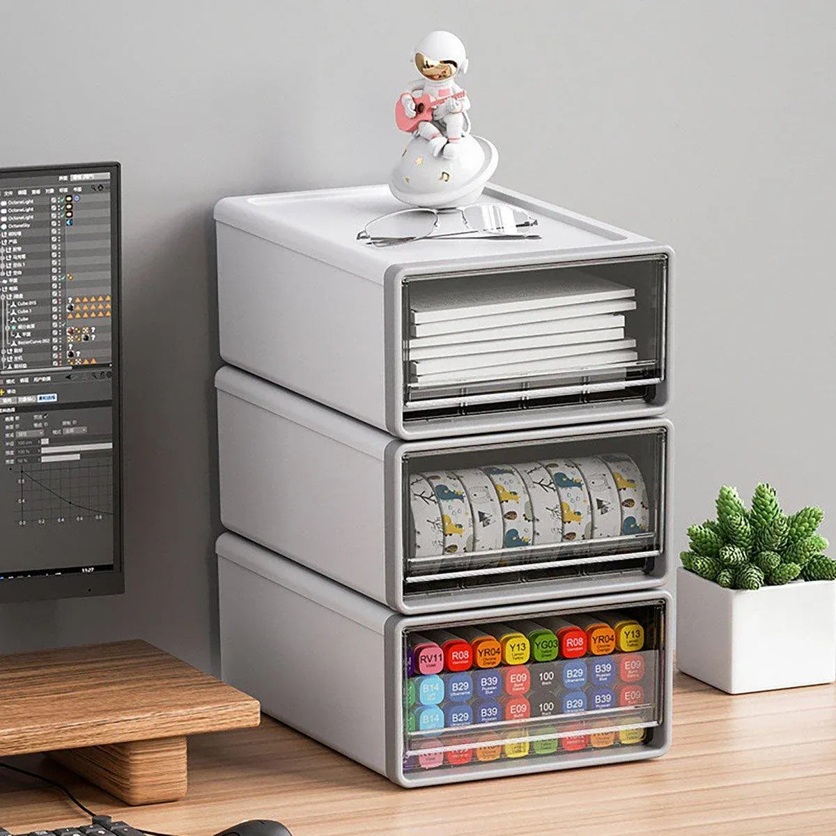 Desk Storage Box White 26x36x14cm