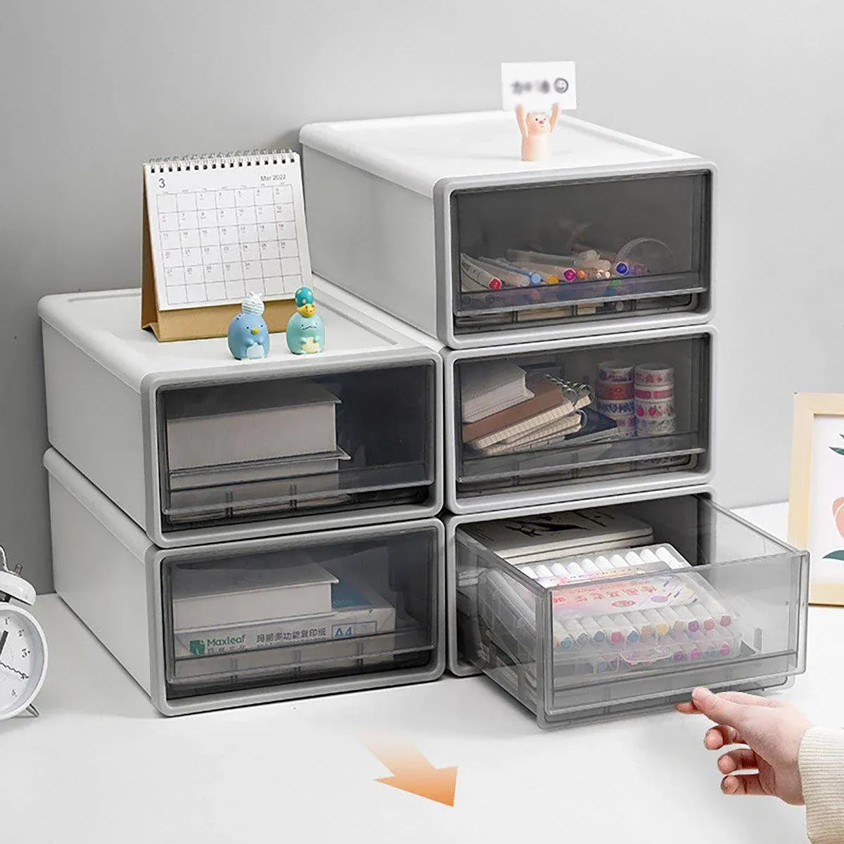 Desk Storage Box White 26x36x14cm