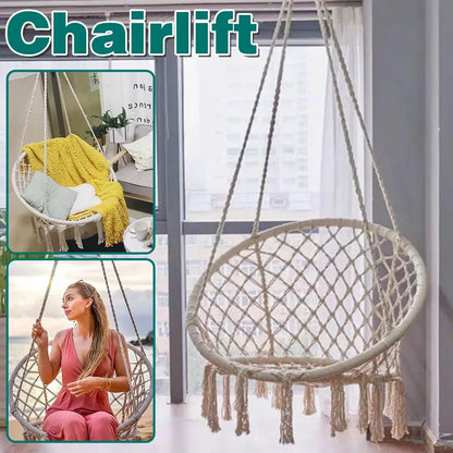 Hanging Chair Beige Tassel