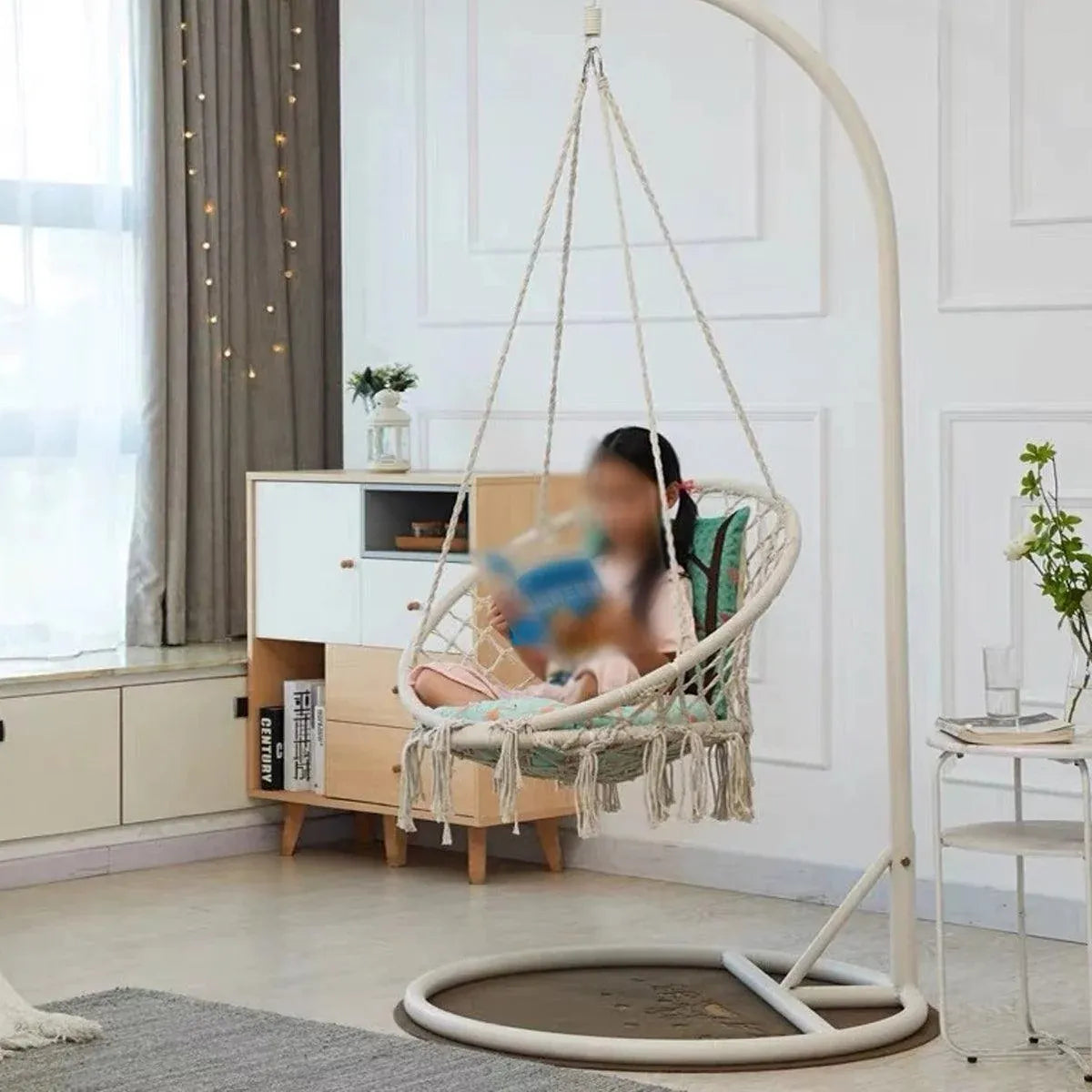 Hanging Chair Beige Tassel