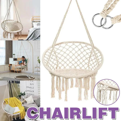 Hanging Chair Beige Tassel
