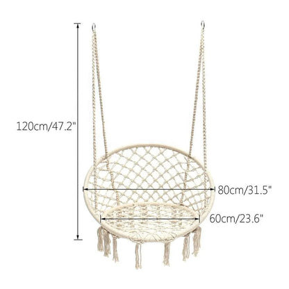 Hanging Chair Beige Tassel