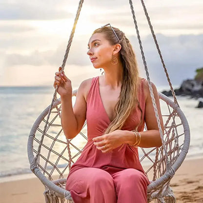 Hanging Chair Beige Tassel