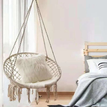 Hanging Chair Beige Tassel