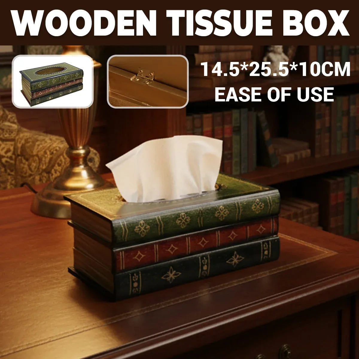 Tissue Box Brown Book Shape 25.5x14.5x10cm