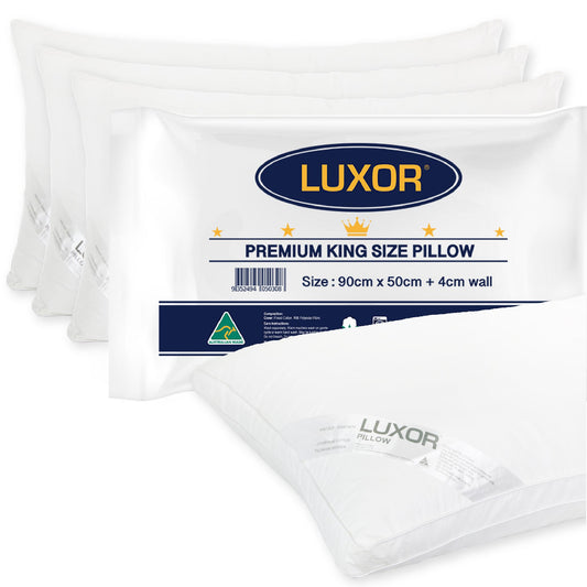 Luxor Australian Made Hotel King Size Pillow with 4cm Wall Single Pack