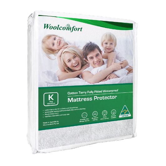 Woolcomfort Cotton Terry Fully Fitted Waterproof Mattress Protector Single Size