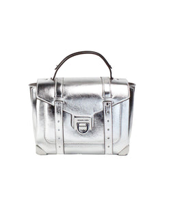 Silver Lining Michael Kors' Manhattan Medium Satchel In Silver