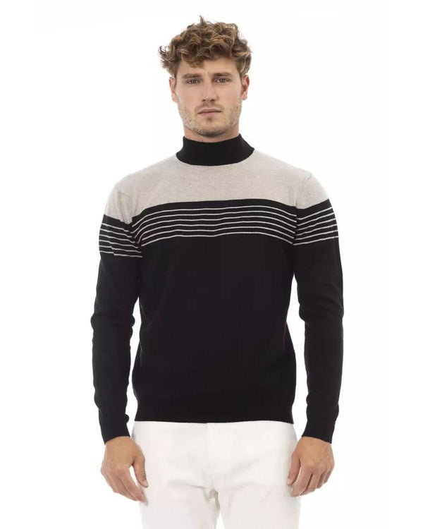  Midnight Elegance Alpha Studio Black/Beige Viscose Sweater