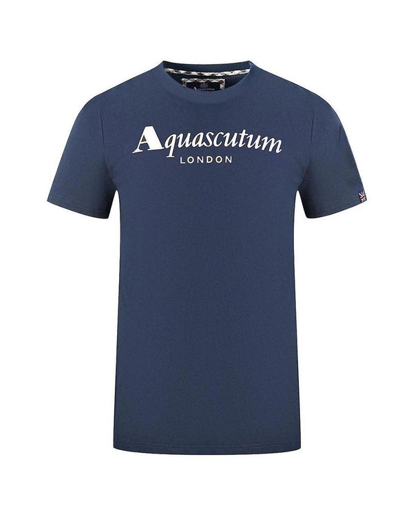  Aquascutum Men'S Midnight Blue/White/Grey Cotton Tee Shirt