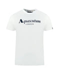 Aquascutum Men'S Midnight Blue/White/Grey Cotton Tee Shirt