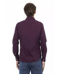 Sleek Men's Black/Bordeaux/Blue Cotton Shirt
