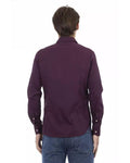 Sleek Men's Black/Bordeaux/Blue Cotton Shirt