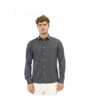 Midnight Black/Red/Grey - Baldinini Trend Men'S Cotton Shirt