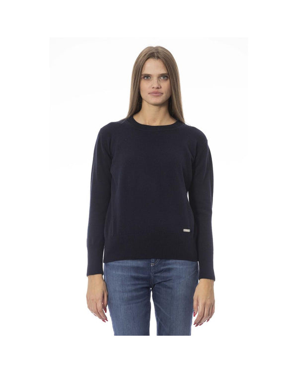  Warm Beige/Blue/Red Elegance Baldinini Trend Women'S Wool Sweater