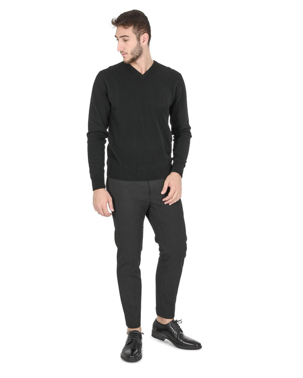  Midnight Elegance Men'S Cashmere V-Neck