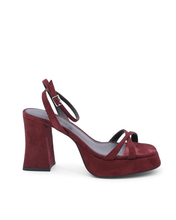  Elegance Hugo Boss Dark Red Leather Heeled Sandals