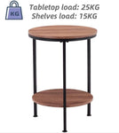 Wooden 2-Tier Side Table/Small Bedside Table/Round Sofa End Table