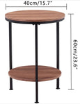 Wooden 2-Tier Side Table/Small Bedside Table/Round Sofa End Table