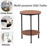 Wooden 2-Tier Side Table/Small Bedside Table/Round Sofa End Table