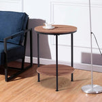 Wooden 2-Tier Side Table/Small Bedside Table/Round Sofa End Table