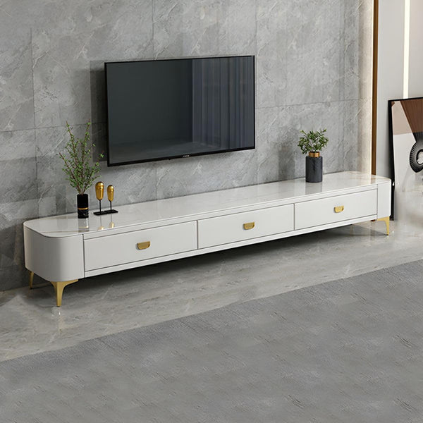  Chalk Sintered Stone TV Stand with Cabinet Storage Design for Drawing Room