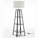 3 Tier Natural Wood Floor Lamp W/ Storage Shelves