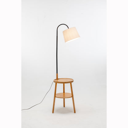Tripod Floor Lamp Side Table With Shelf & Usb Charger