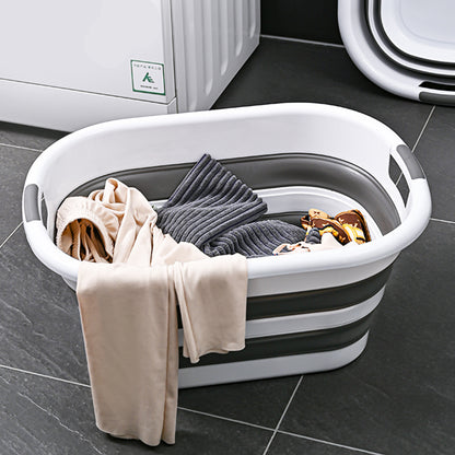 40L Collapsible Laundry Basket - Grey/White