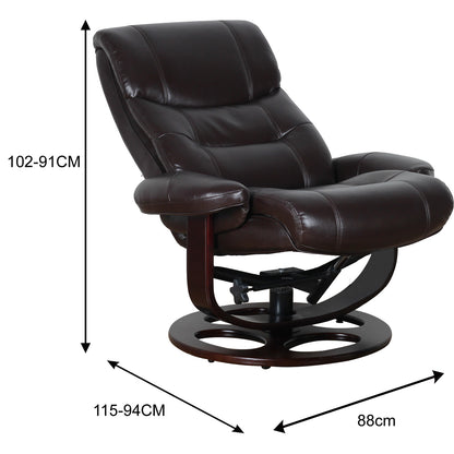 Julio Leather Reclining Lounge Arm Chair With Ottoman