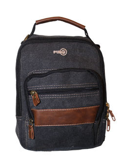 Canvas Sling Bag Shoulder Strap Messenger Travel Pack W Tablet Pocket - Black