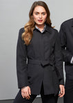 Womens Winter Button Long Trench Coat Jacket Parka Overcoat - Black - Xx-Large