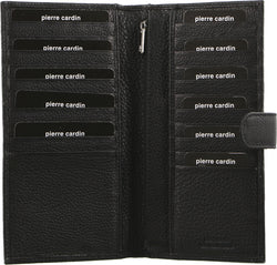 Leather Passport Holder Travel Wallet W/ Rfid Protection - Black