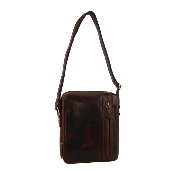  Rustic Leather Busines Cross Body Bag For Ipad Tablet - Tan