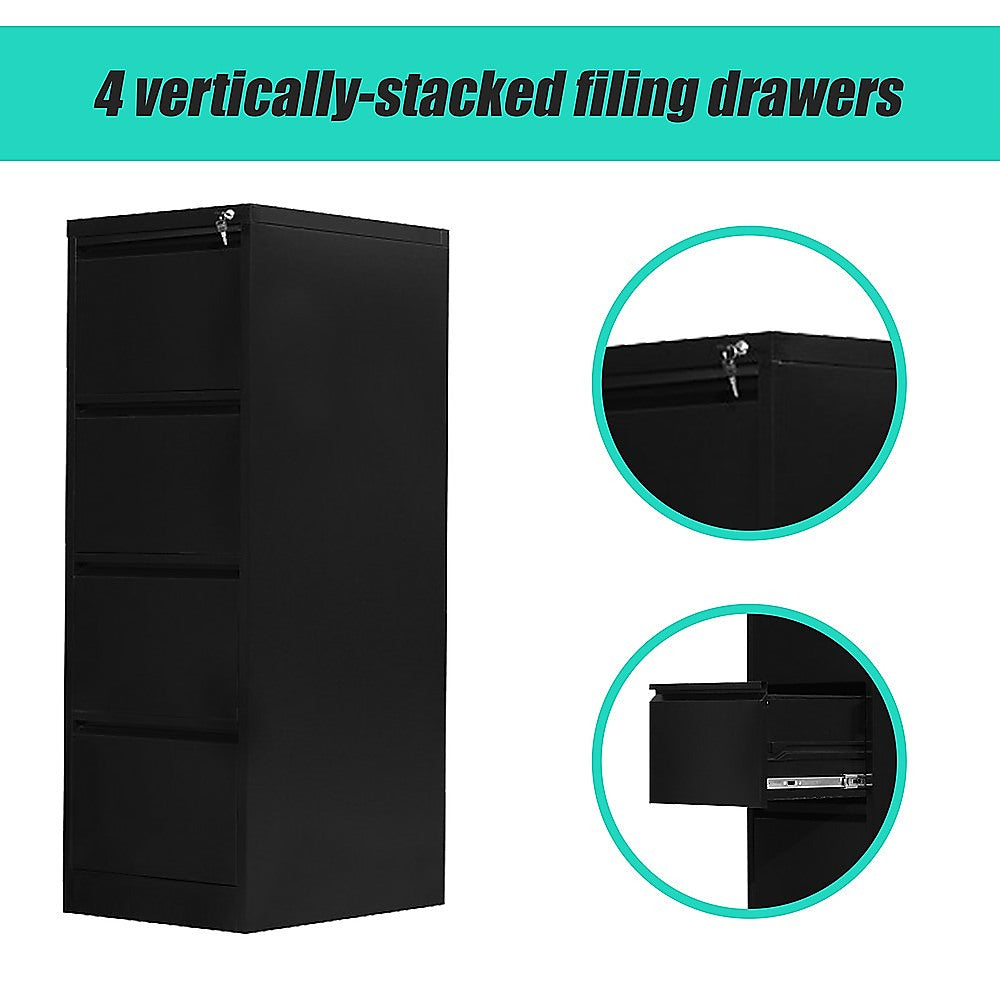 4-Drawer Shelf Office Gym Filing Storage Locker Cabinet - 137×62×14cm