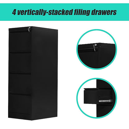 4-Drawer Shelf Office Gym Filing Storage Locker Cabinet - 137×62×14cm