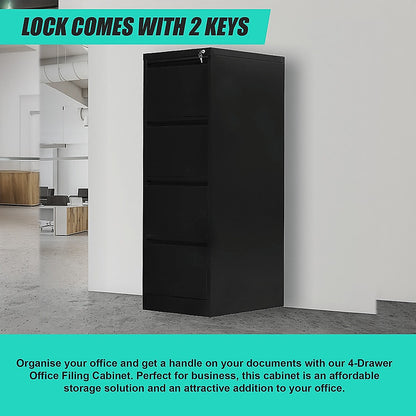 4-Drawer Shelf Office Gym Filing Storage Locker Cabinet - 137×62×14cm