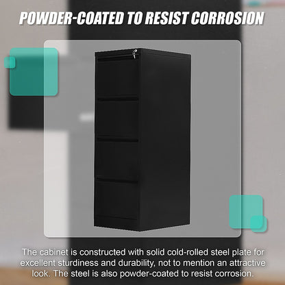 4-Drawer Shelf Office Gym Filing Storage Locker Cabinet - 137×62×14cm