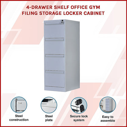 4-Drawer Shelf Office Gym Filing Storage Locker Cabinet - 133×45×62cm