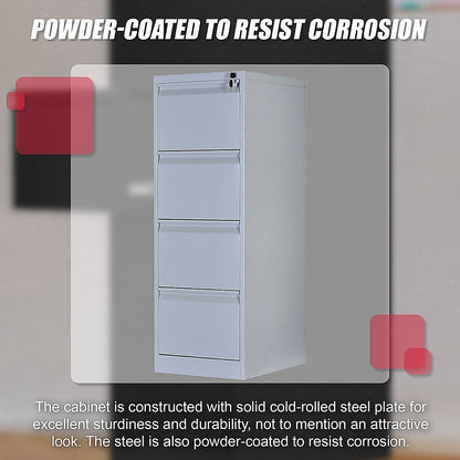 4-Drawer Shelf Office Gym Filing Storage Locker Cabinet - 133×45×62cm