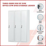 Three-Door Side by Side Office Gym Shed Storage Locker