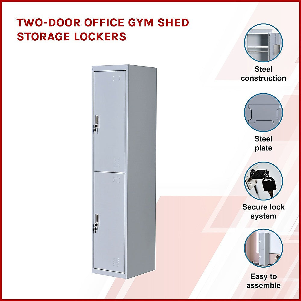 Two-Door Office Gym Shed Storage Lockers - 193×55.5×6.8cm