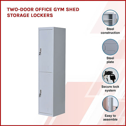 Two-Door Office Gym Shed Storage Lockers - 193×55.5×6.8cm
