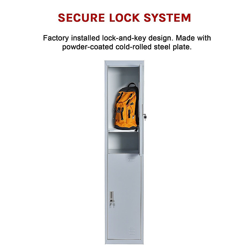 Two-Door Office Gym Shed Storage Lockers - 193×55.5×6.8cm