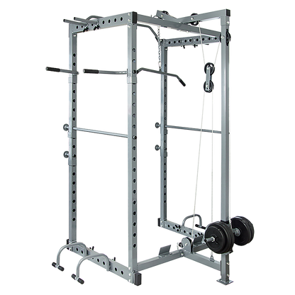 Power Rack Squat Cage Stands W Lat Pulldown Home Gym