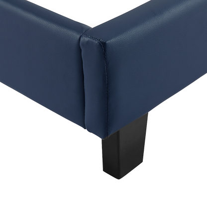 Single Pu Leather Bed Frame Blue